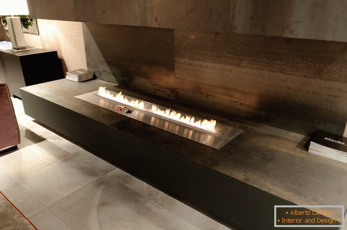 For the style of minimalism and high-tech bio-fireplace tracks are popular.
