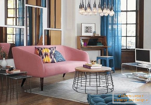 The modern design of the living room in the colors of 2016