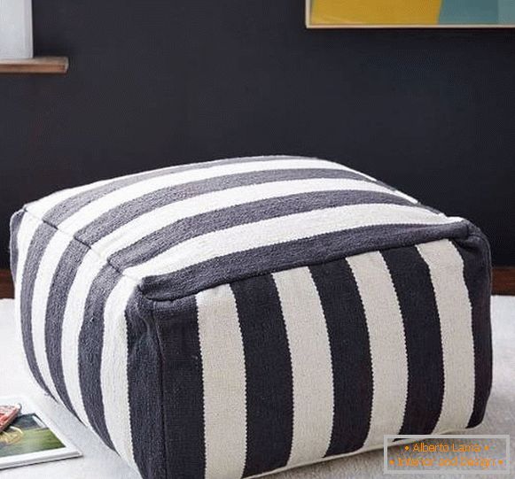 Indigo striped indigo puff from West Elm