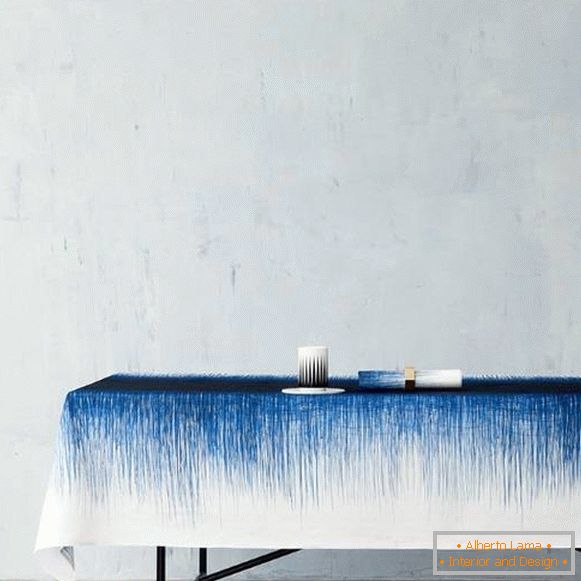 tablecloth with a blue pattern from Ferm LIVING