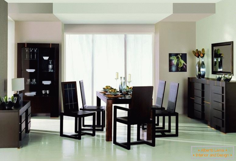 Dark furniture in the dining room