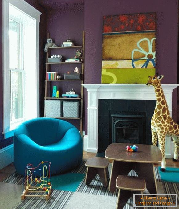 Lilac and blue colors for the children's room for the boy