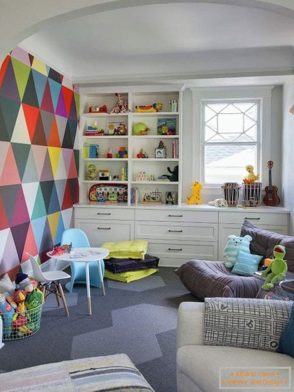 Colorful design of the children's room in bright colors
