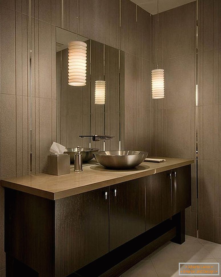 bathroom-hot-picture-of-beige-bathroom-decoration-using-white-cylinder-beehive-bathroom-pendant-lamp-shade-including-light-grey-tile-bathroom-wall-and-round-stainless-steel-bathroom-vessel-sinks-entra