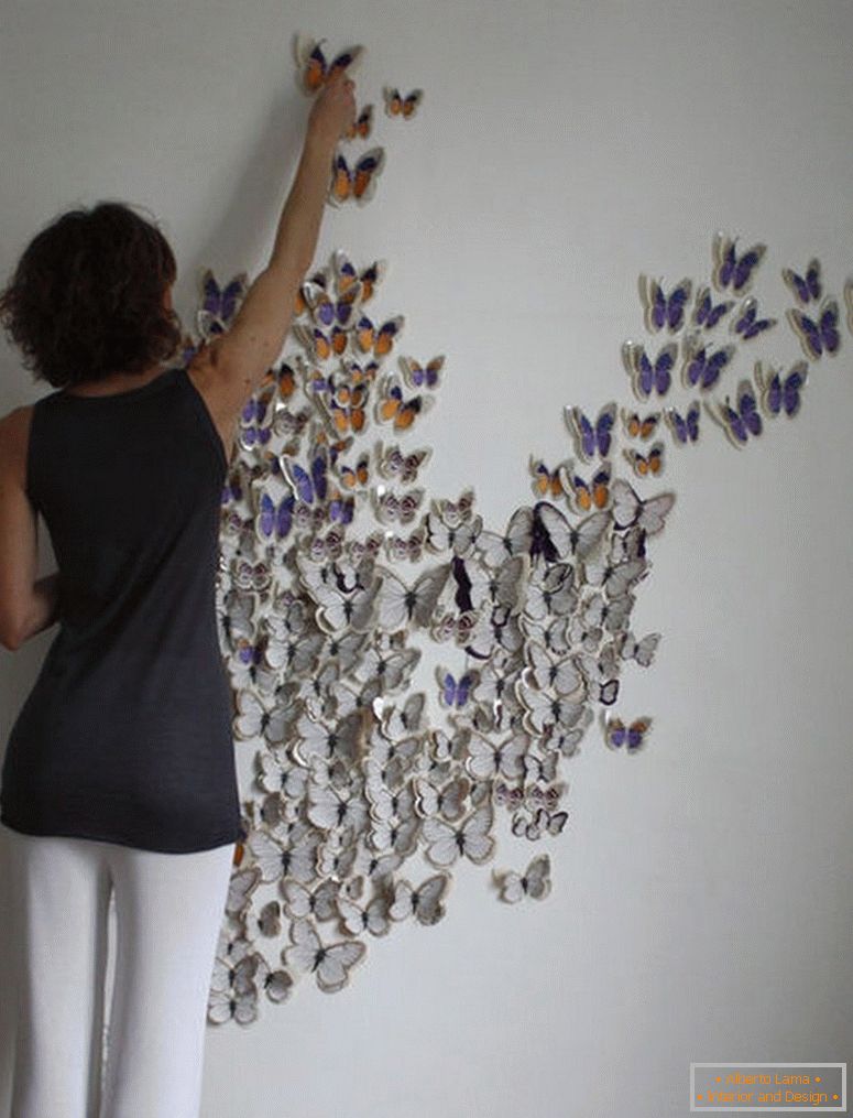 Glue butterflies to the wall