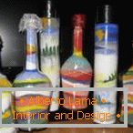 Patterns of colored salt in bottles