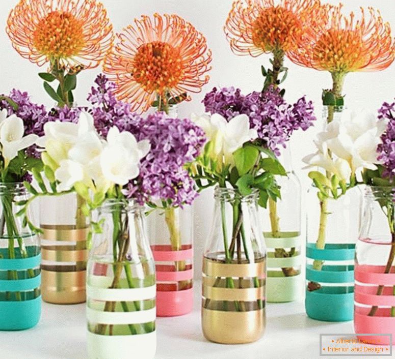 Vases from bottles with a wide neck