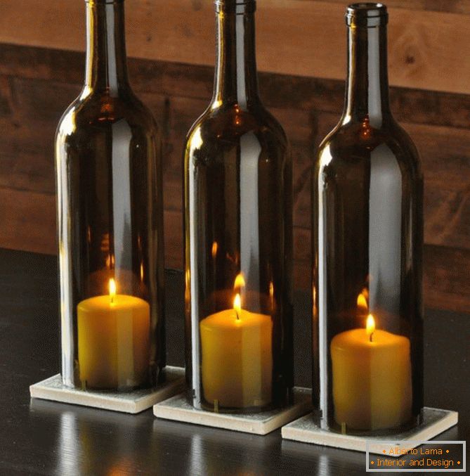 Bottles without a bottom for candles
