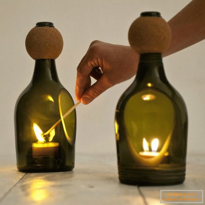 Candle light from bottles