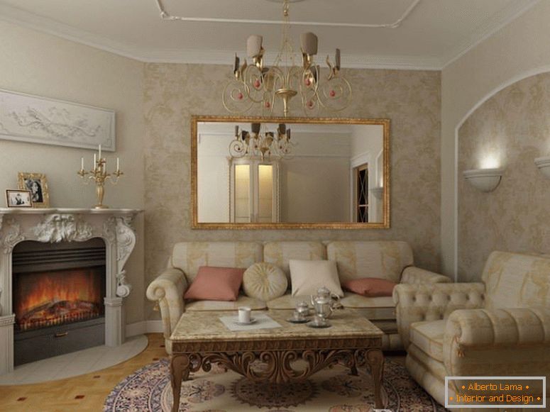 Fireplace with stucco molding in the living room