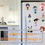 Cartoon characters on the fridge