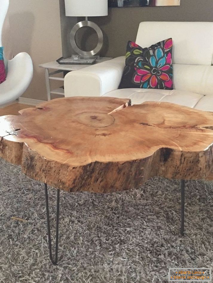 Large coffee table made from natural wood