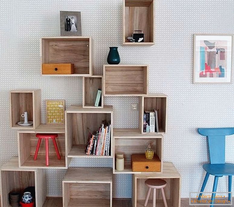 Wall shelf from drawers