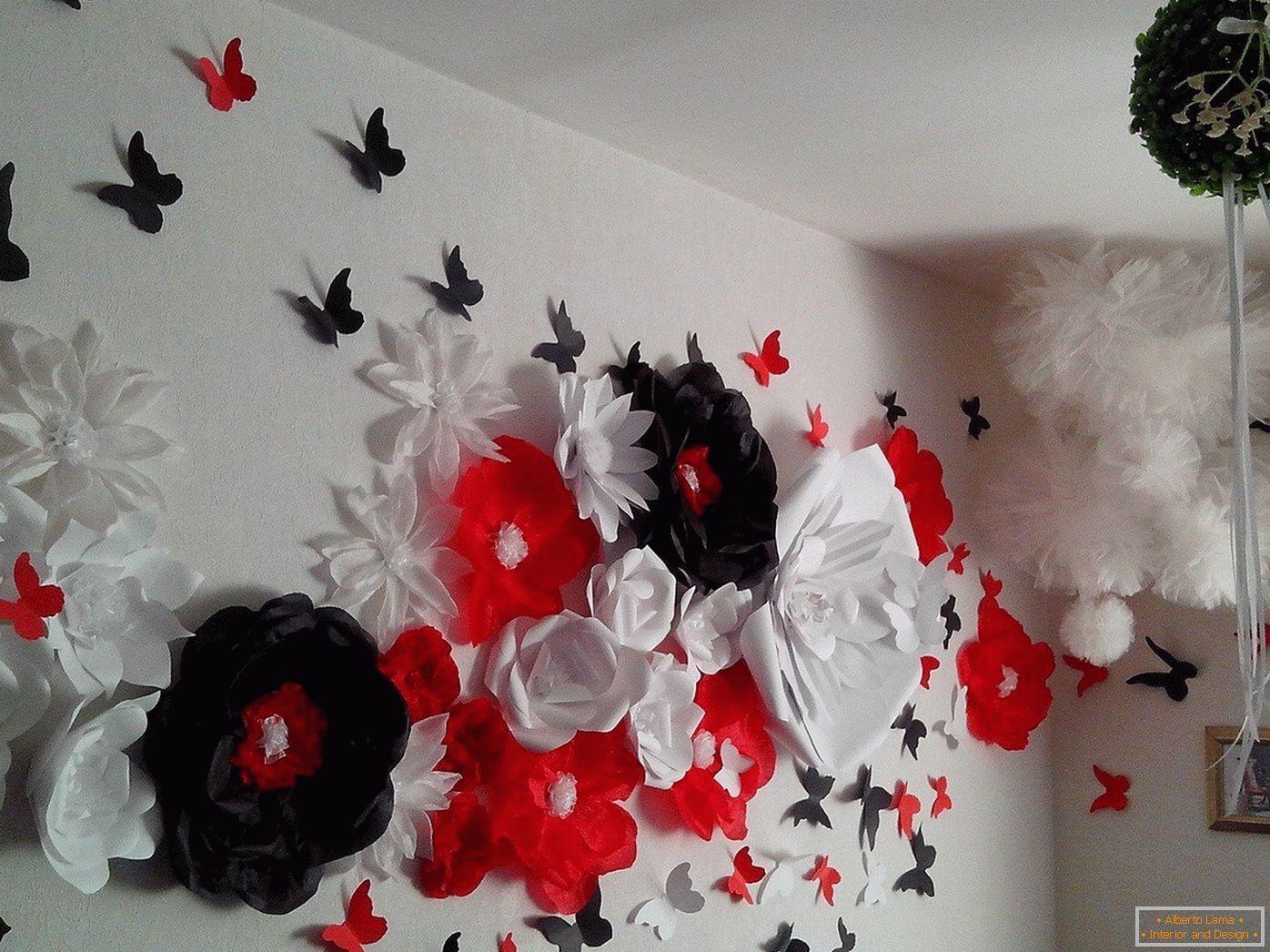 Flowers and butterflies on the wall