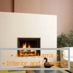 Fireplace in a white wall