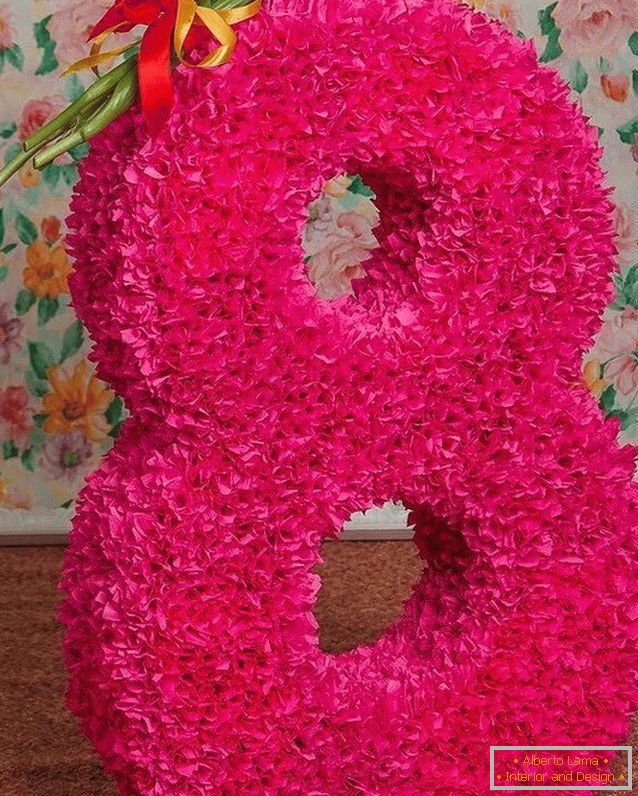 Make a figure eight from the frame and decorate with paper flowers