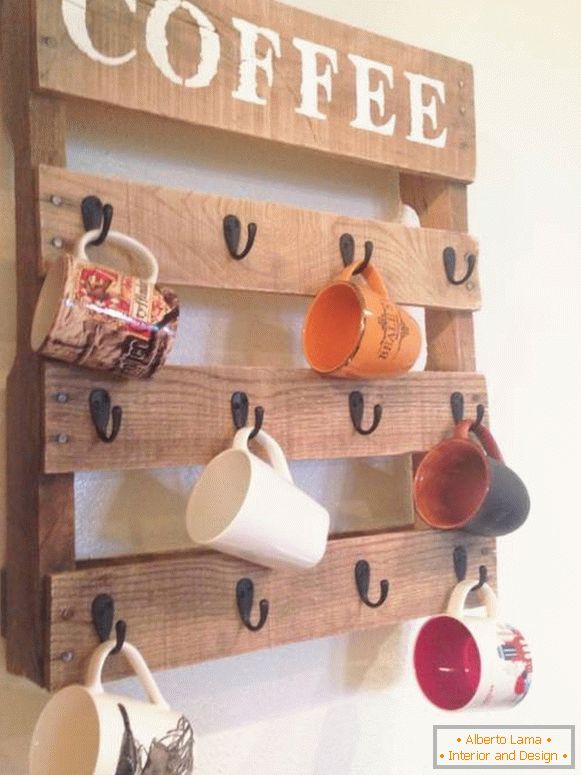 Kitchen shelf with hooks for cups