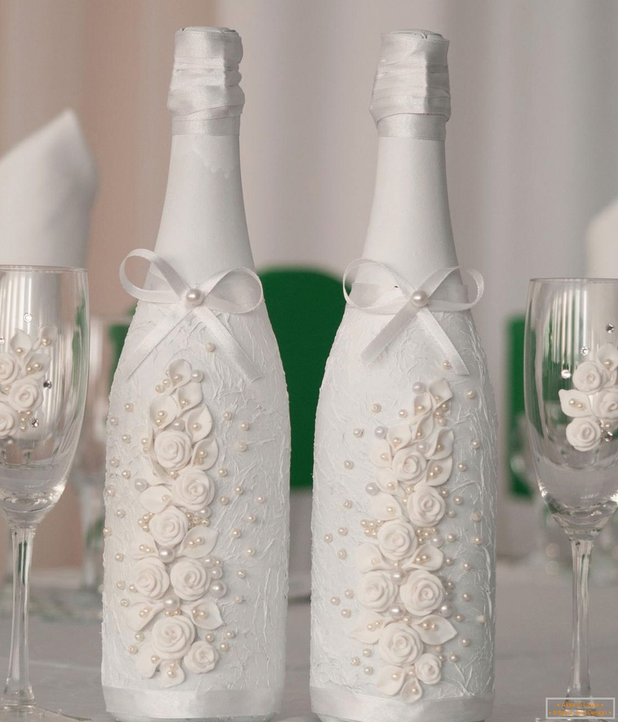 Stylish design of bottles and glasses