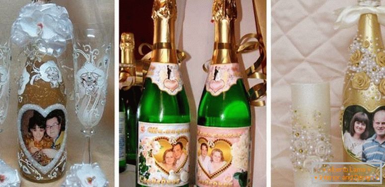 Decorating wedding bottles with photos