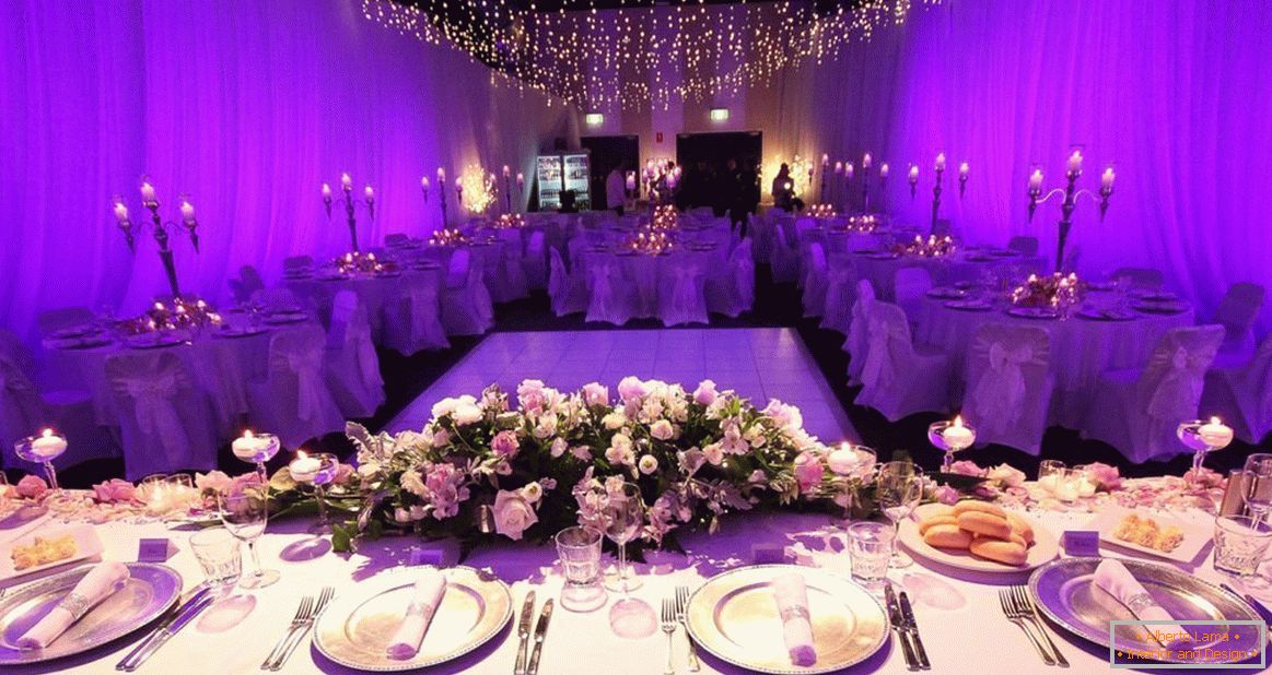 Registration of the wedding hall in lilac color