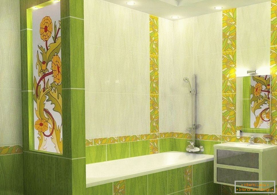 Salad tiles with patterns in the bathroom