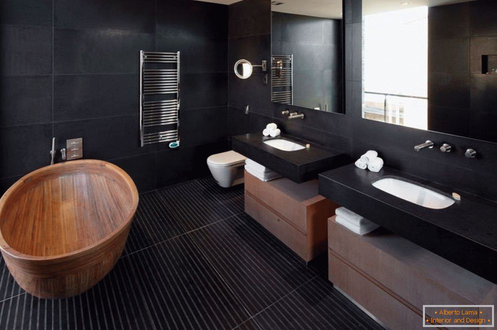 Bathroom interior in black color