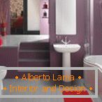 Bathroom interior with lavender walls
