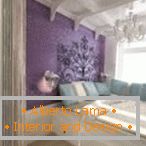 Purple wall in the bedroom design