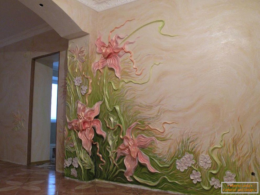 Flower composition from decorative plaster