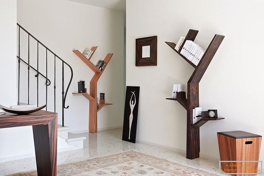 Shelves in the form of trees and twigs