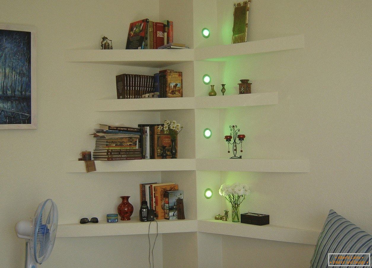 Corner shelves