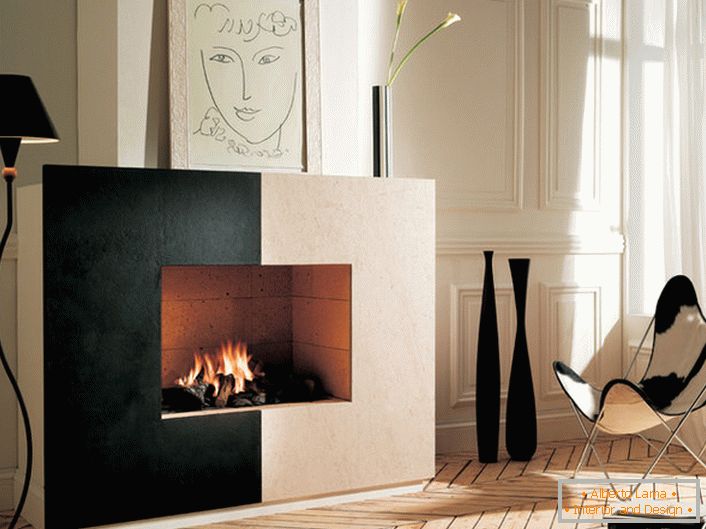 A variant of an electric fireplace with an inexpensive falsh portal from gypsum board.