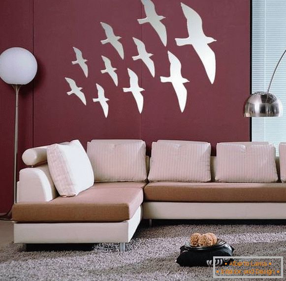 Mirror stickers on the walls - birds in flight