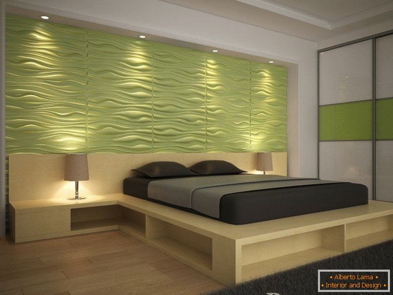 Volumetric panels of olive color