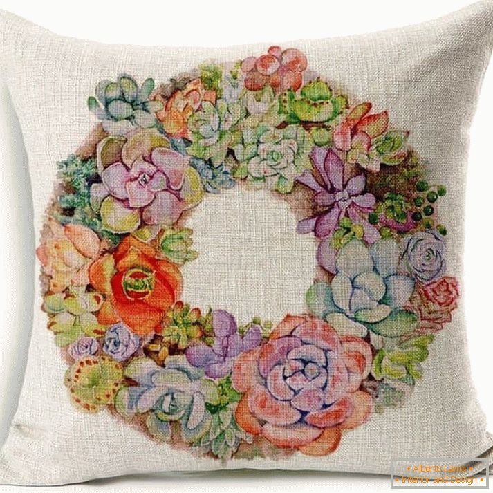 Decorative pillow with hand painted