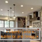 Lamps and chandeliers on the kitchen ceiling