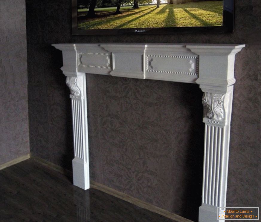 Fireplace made of polyurethane in the apartment