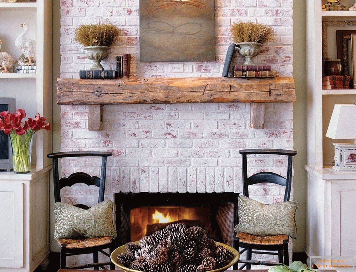 Interior in country style with a brick wall
