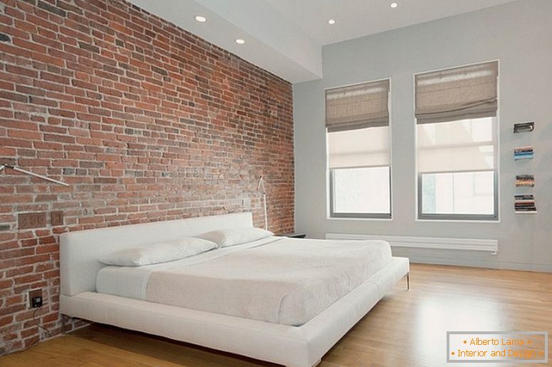 Interior in the style of minimalism with a brick wall