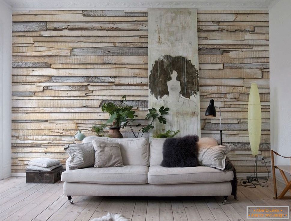 Wall decorы деревянными досками