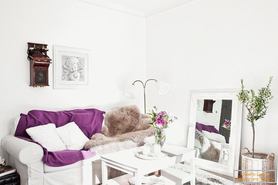 Interior of the living room in white color