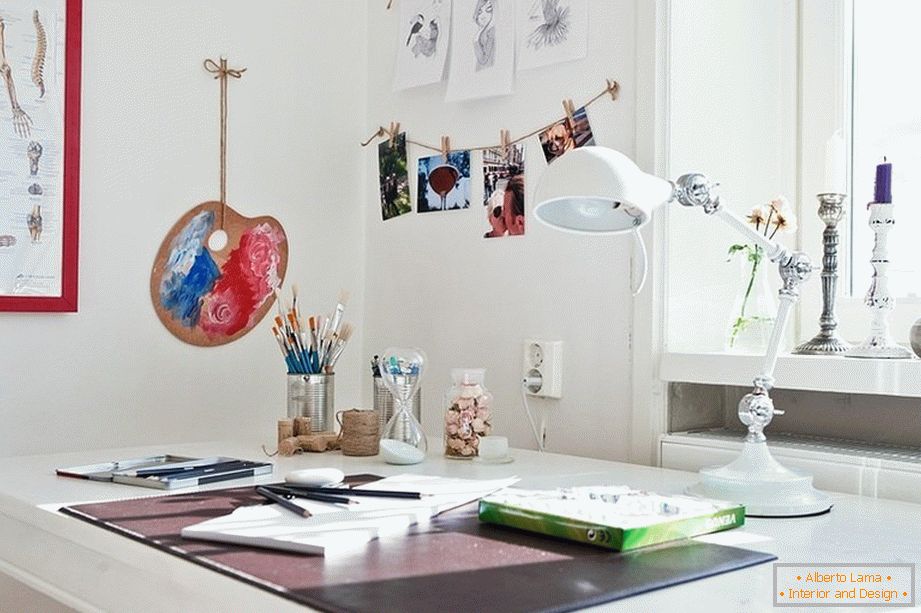 Cabinet interior in white color