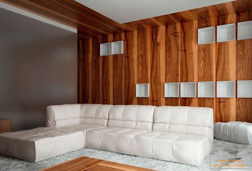 Wood in the interior of the living room