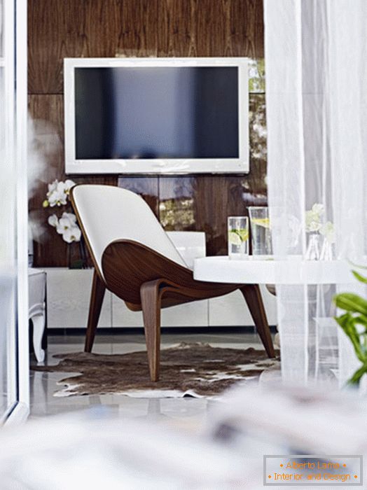 Wood in the interior of the living room