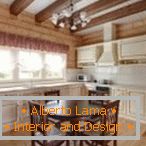 Beams made of wood in the kitchen