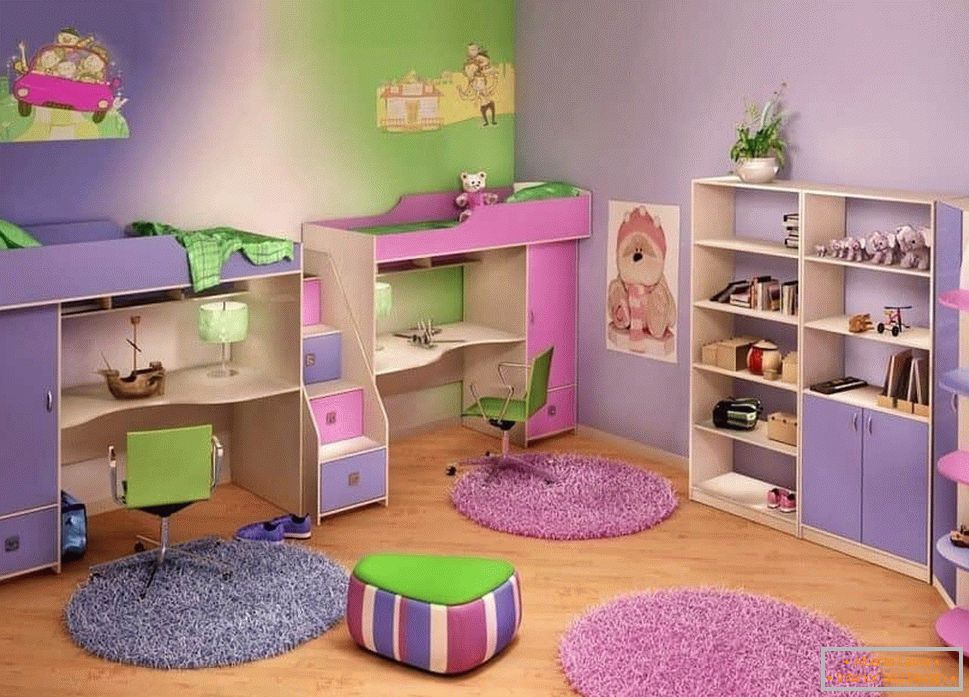 Bright children's room for children of different sexes in Khrushchev