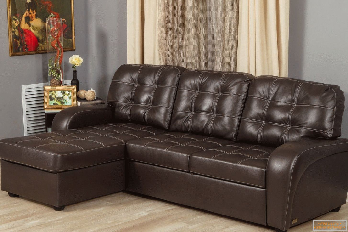 Leather sofa in the interior