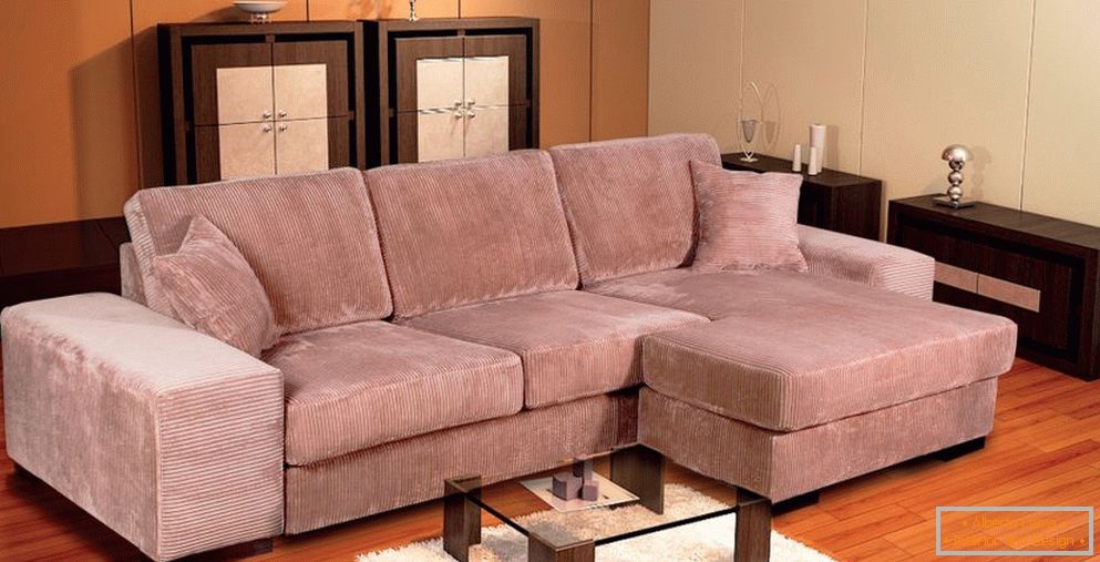 Velor sofa in the interior