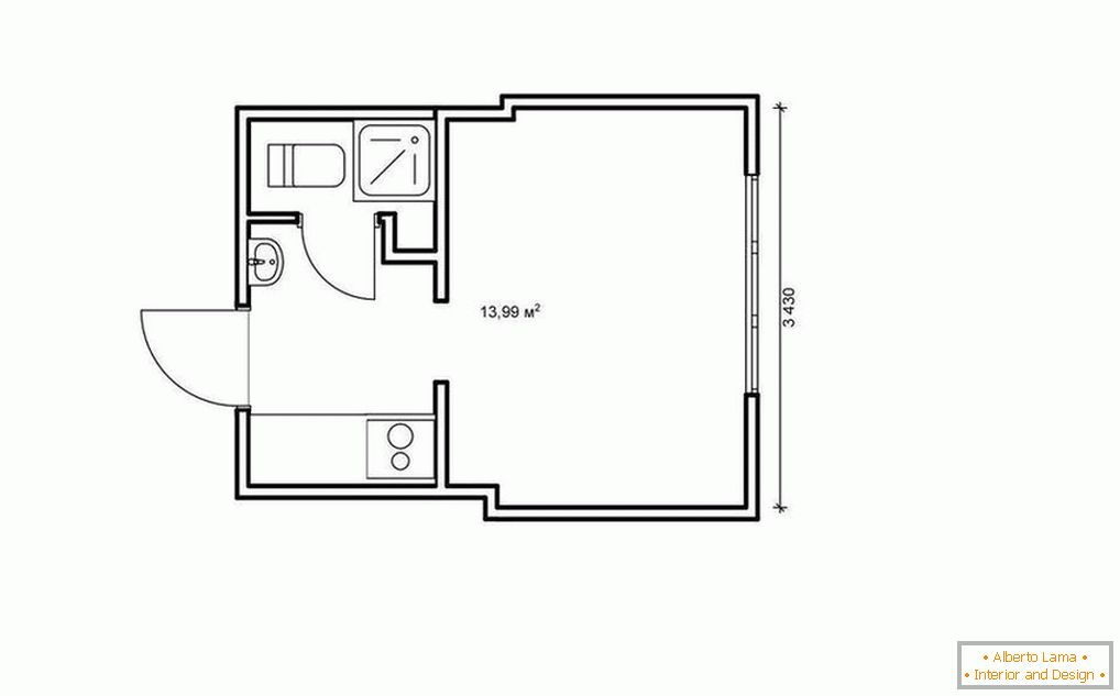 Plan apartment-studio from 14 to 25 square meters. m.