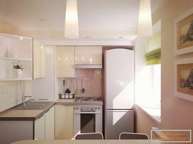 Design of 1 room apartment in Khrushchev - kitchen with breakfast bar